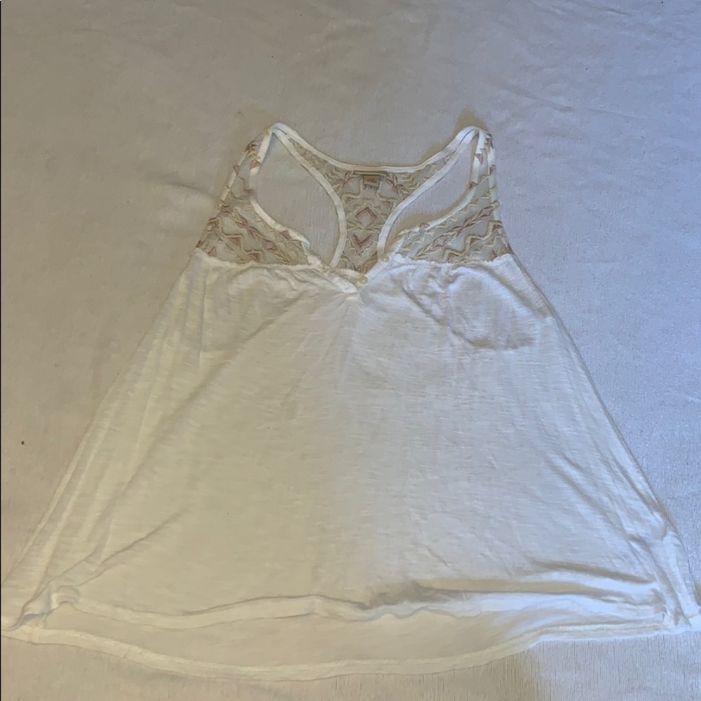 White razor back button up tank top